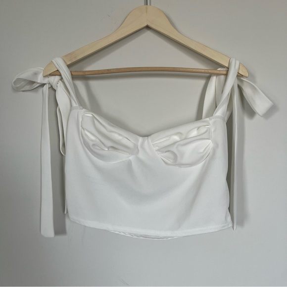 Coquette Girl Cupped Bralette Tank Tie Strap Cropped Tank Top Size 10 PLT NWT - Picture 4 of 13